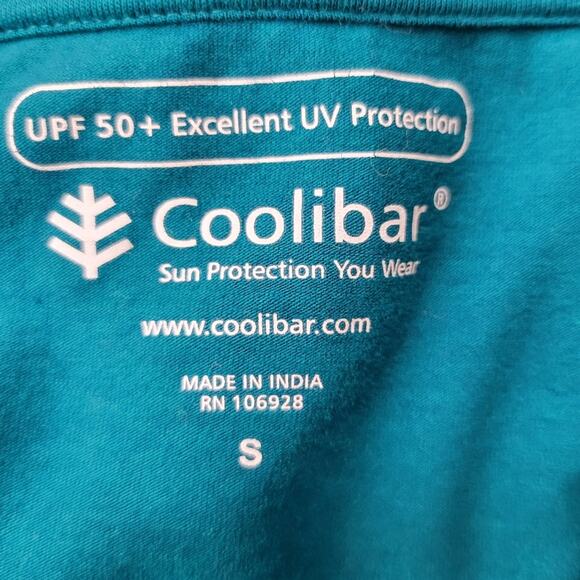 Coolibar Women's Long Sleeve Tee UPF 50+ Sun Protective Teal Small - Picture 4 of 6